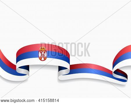 Serbian Flag Wavy Abstract Background. Vector Illustration.