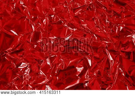 Red Foil Leaf Shiny Texture, Abstract Wrapping Paper For Background And Design Art Work.