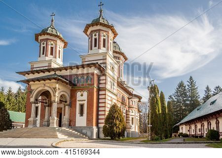 Sinaia, Prahova, Romania, October 2015: Sinaia Orthodox Monastery On Prahova Valley, Carpathian Moun