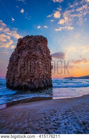 Fyriplaka beach on sunset, Milos island, Cyclades, Greece