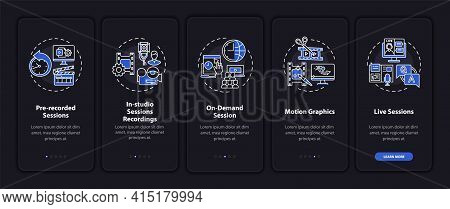 Remote Gathering Content Onboarding Mobile App Page Screen With Concepts. Studio Recordings Walkthro