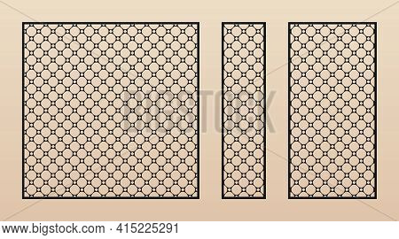 Laser Cut Panel Collection. Vector Template With Abstract Geometric Pattern In Oriental Style. Thin 