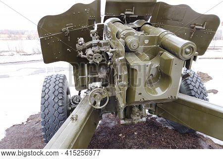 Russia, Engels - March,2021: Exposition Of Artillery Equipment From The Great Patriotic War 122 Mm M