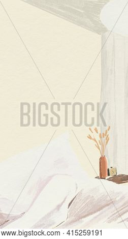Bedroom mobile wallpaper color pencil illustration
