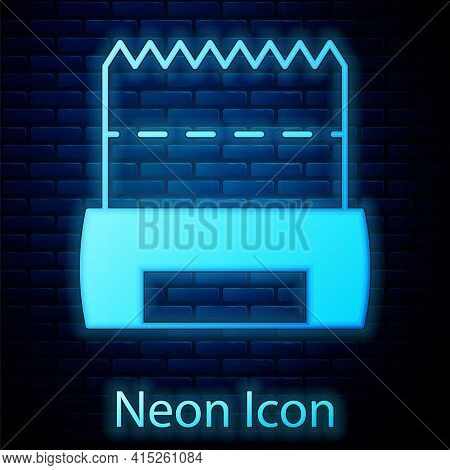Glowing Neon Hygienic Dog Bag With Poop Icon Isolated On Brick Wall Background. Dog Shit In Bag. Cle