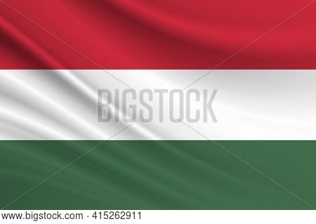Flag Of Hungary. Fabric Texture Of The Flag Of Hungary.