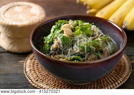 Northern Thai Food (kang Pak Wan), Spicy Local Thai Vegetable Soup With Dry Fish And Glass Noodles I