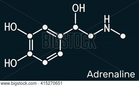 Adrenaline, Epinephrine Molecule.  It Is Hormone, Neurotransmitter, Medication. Used As Drug Due To 