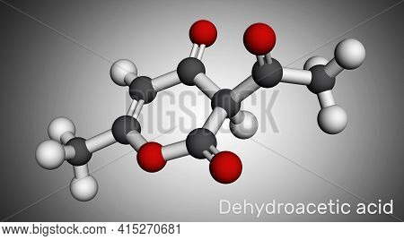 Dehydroacetic Acid Molecule. It Is Ketone, Fungicide, Antibacterial Agent, Plasticizer, E265. Molecu