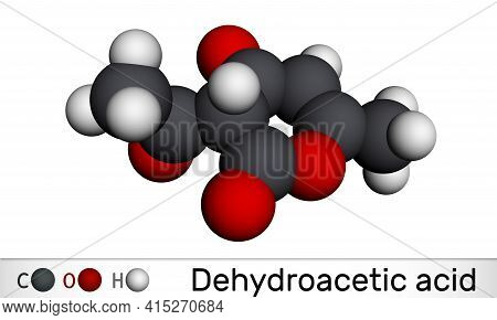 Dehydroacetic Acid Molecule. It Is Ketone, Fungicide, Antibacterial Agent, Plasticizer, E265. Molecu