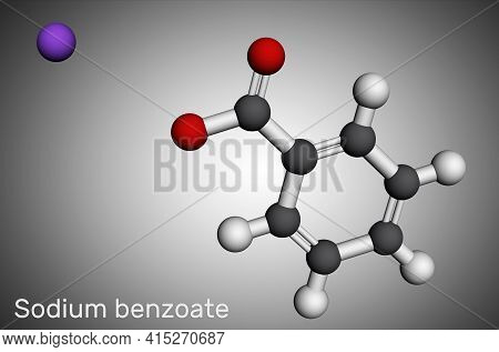 Sodium Benzoate Molecule. It Is Antimicrobial, Antifungal Preservative In Pharmaceutical Preparation