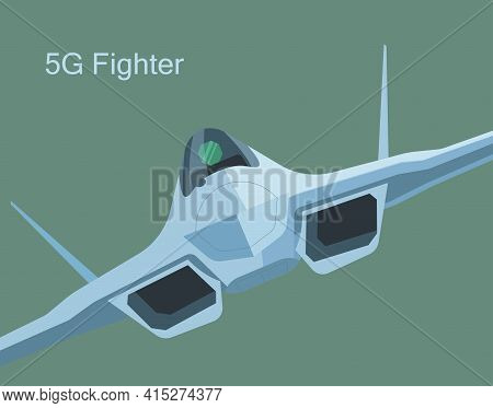5th Generation Jet Fighter Isolated. Vector Illustration.