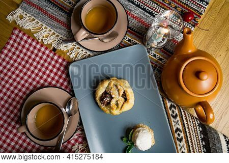 Traditional Georgian Sweets And Desserts With Hazelnuts, Walnuts, Grape Juice, Honey, Chocolate. Bak