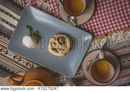 Traditional Georgian Sweets And Desserts With Hazelnuts, Walnuts, Grape Juice, Honey, Chocolate. Bak