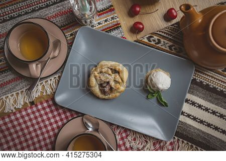 Traditional Georgian Sweets And Desserts With Hazelnuts, Walnuts, Grape Juice, Honey, Chocolate. Bak