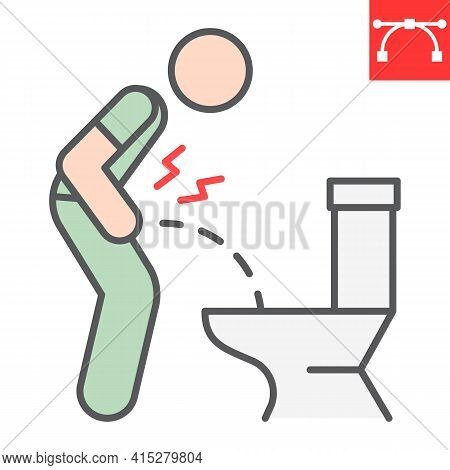 Urine Pain Color Line Icon, Pee And Illness, Bladder Ache Vector Icon, Vector Graphics, Editable Str