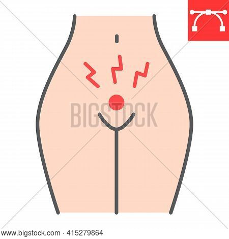 Menstrual Cramps Pain Line Icon, Menstruation And Gynecology, Menstrual Cramps Ache Vector Icon, Vec