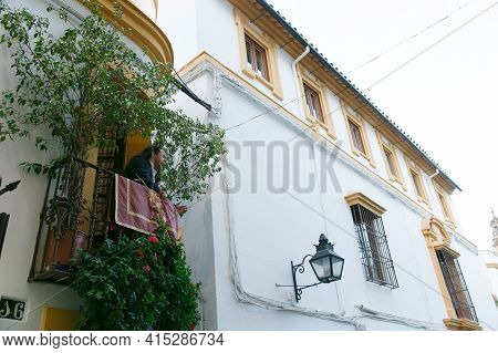 Cordoba, Spain - April 1, 2021: Saetas Del Pueblo In The Jewish Quarter