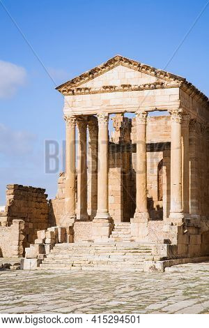Temple Of Minerva At The Roman Ruins Of Sufetula In Sbeitla, Tunisia