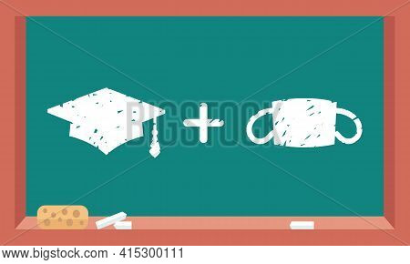 Academic Square Cap Plus Protective Mask - Drawing On Blackboard