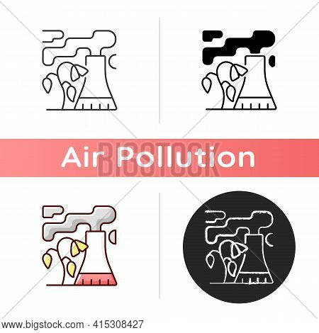 Wilting Plants Icon. Loss Of Rigidity Of Non Woody Parts Of Plants Pollutions Earth Atmosphere. Line