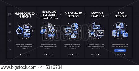Online Meeting Content Onboarding Vector Template. Responsive Mobile Website With Icons. Web Page Wa