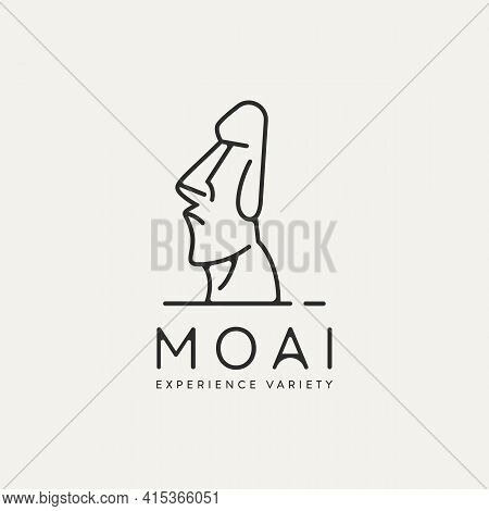 Moai National Park Minimalist Line Art Logo Template Vector Illustration Design. Simple Chilean Land