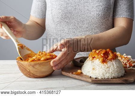Bean Stew Over Rice Pilaf Known As Pilav Ustu Kuru Fasulye Is A Popular Dish In Turkey Where Haricot