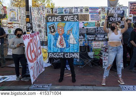Washington Dc, Usa 11/06/2020:  Crowd Gathered In Black Lives Matter Plaza Near White House Protest 