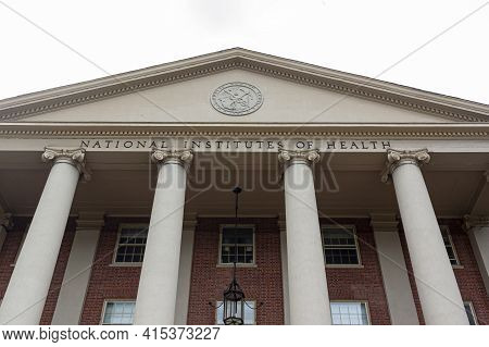 Bethesda, Maryland 09/12/2020: View Of The Main Historical Building (building 1) Of The National Ins