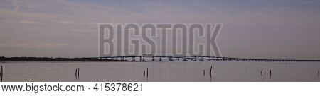 A Panoramic Look At The  Lucius J. Kellam Jr. Bridge Tunnel, Better Known As The Chesapeake Bay Brid