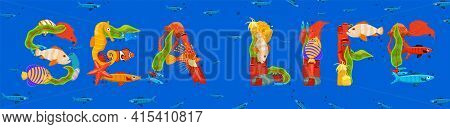 Creative Sea Life Lettering. Editable Vector Illustration