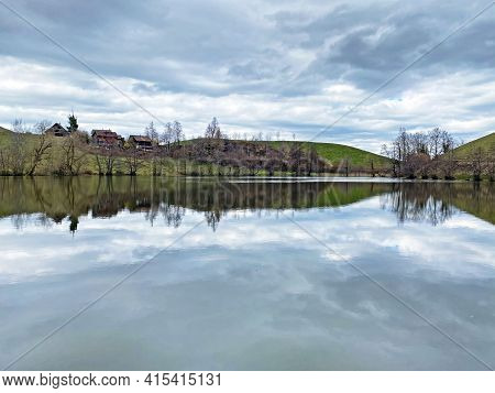 Late Winter And Early Spring On The Small Natural Lake Wilersee Or Wiler Lake Above The Canyon Of Th