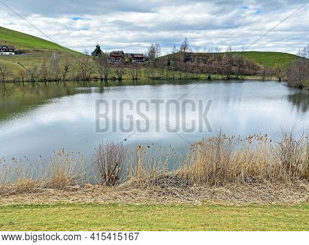 Late Winter And Early Spring On The Small Natural Lake Wilersee Or Wiler Lake Above The Canyon Of Th
