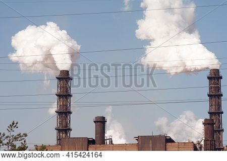 Air Emissions Polluting The City. Ecological Pollution.