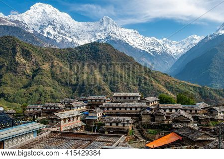 Beautiful View Of Annapurna Range Includes Mt.annapurna South And Mt.himchuli View From Ghandruk Vil