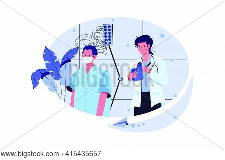 Encephalography Procedure Illustration Concept. Can Use For Web Banner, Infographics, Hero Images. F
