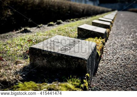 Riga, Latvia - April 1, 2021: European Heritage Day. The Riga Brethren Cemetery - Latvian Memorial E