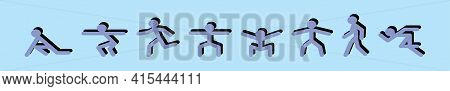 Set Of Stick Man Exercise Cartoon Icon Design Template With Various Models. Modern Vector Illustrati