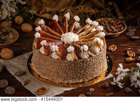 Hungarian Dobosh Cake With Caramel And Butter Cream