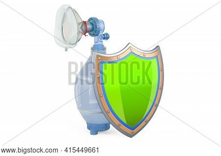 Bag Valve Mask, Ambu Bag With Shield, 3d Rendering Isolated On White Background
