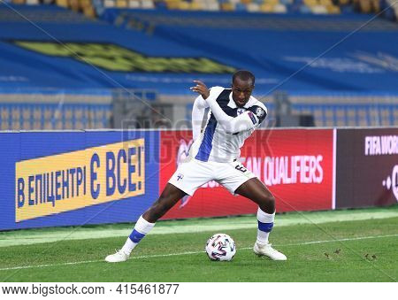 Kyiv, Ukraine - March 28, 2021: Glen Kamara Of Finland Controls A Ball During The Fifa World Cup 202