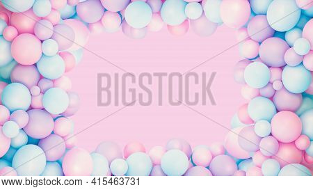 Pink And Mint Balloons Photo Wall Birthday Decoration