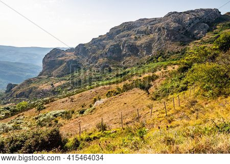 View Of Rocca Del Crasto Near Alcara Li Fusi Town In The Nebrodi Park, Sicily