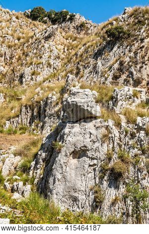 View Of Rocca Del Crasto Near Alcara Li Fusi Town In The Nebrodi Park, Sicily