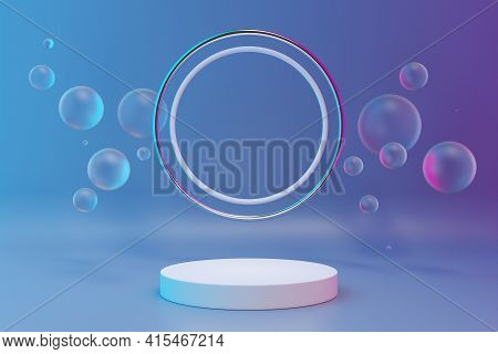 3d Illustration Abstract Minimal Scene With Transparent Water Bubbles In The Background  In The Back