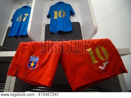 Bucharest, Romania - November 27, 2020: Steaua Bucharest Football Team Locker Room On The New Steaua
