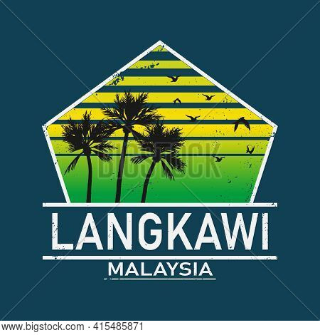 Langkawi Malaysia Paradise Island Logo Template Vector