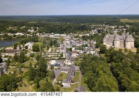 Pierrefonds, France - May 26 2020: The Pierrefonds Castle Is An Imposing Castle Located In The Oise 