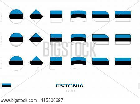 Estonia Flag Set, Simple Flags Of Estonia With Three Different Effects. Vector Illustration.